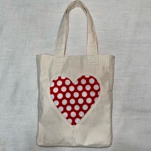 Hand Crafted Tote Bag with Heart Shaped Cut Out